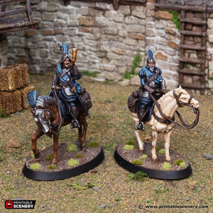 Mounted Fusiliers and Crossbowmen - King and Country - Printable Scenery Wargaming D&D DnD 28mm 32mm 40mm 54mm