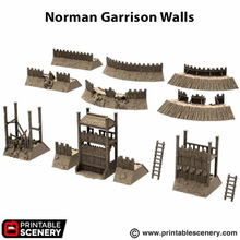 Load image into Gallery viewer, Norman Garrison Walls - King and Country - Printable Scenery Terrain Wargaming D&amp;D DnD 10mm 15mm 20mm 25mm 28mm 32mm 40mm
