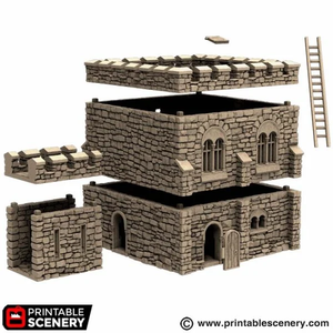 Norman Square Keep - King and Country - Printable Scenery Terrain Wargaming D&D DnD 10mm 15mm 20mm 25mm 28mm 32mm 40mm 54mm Painted options