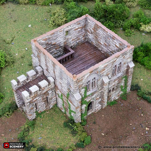 Norman Square Keep - King and Country - Printable Scenery Terrain Wargaming D&D DnD 10mm 15mm 20mm 25mm 28mm 32mm 40mm 54mm Painted options