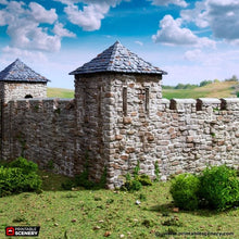 Load image into Gallery viewer, Norman Fort Walls - Corner Towers - King and Country - Printable Scenery Terrain Wargaming D&amp;D DnD 10mm 15mm 20mm 25mm 28mm 32mm 40mm 54mm Painted options
