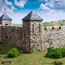 Load image into Gallery viewer, Norman Fort Walls - Corner Towers - King and Country - Printable Scenery Terrain Wargaming D&amp;D DnD 10mm 15mm 20mm 25mm 28mm 32mm 40mm 54mm Painted options