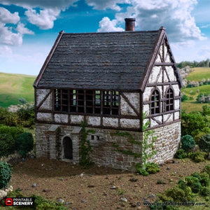 Wattle and Daub Stone Manor - King and Country - Printable Scenery Terrain Wargaming D&D DnD 10mm 15mm 20mm 25mm 28mm 32mm 40mm 54mm Painted options