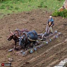Load image into Gallery viewer, Ox and Plow - King and Country - Printable Scenery Wargaming D&amp;D DnD 28mm 32mm 40mm 54mm