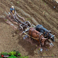 Load image into Gallery viewer, Ox and Plow - King and Country - Printable Scenery Wargaming D&amp;D DnD 28mm 32mm 40mm 54mm
