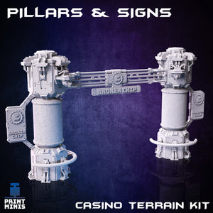 Casino Pillars and Signs Set - Broken Chip Casino - Print Minis - Wargaming D&D DnD
