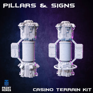Casino Pillars and Signs Set - Broken Chip Casino - Print Minis - Wargaming D&D DnD