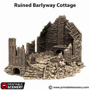Ruined Barlyway Cottage - King and Country - Printable Scenery Terrain Wargaming D&D DnD 10mm 15mm 20mm 25mm 28mm 32mm 40mm 54mm Painted options