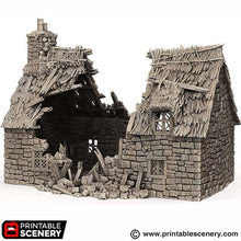 Load image into Gallery viewer, Ruined Country Manor - King and Country - Printable Scenery Terrain Wargaming D&amp;D DnD 10mm 15mm 20mm 25mm 28mm 32mm 40mm 54mm Painted options
