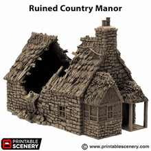 Load image into Gallery viewer, Ruined Country Manor - King and Country - Printable Scenery Terrain Wargaming D&amp;D DnD 10mm 15mm 20mm 25mm 28mm 32mm 40mm 54mm Painted options
