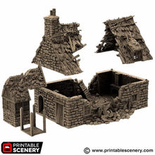 Load image into Gallery viewer, Ruined Country Manor - King and Country - Printable Scenery Terrain Wargaming D&amp;D DnD 10mm 15mm 20mm 25mm 28mm 32mm 40mm 54mm Painted options