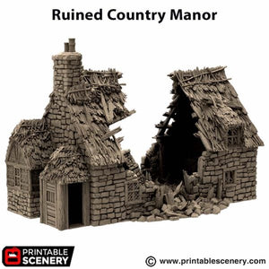 Ruined Country Manor - King and Country - Printable Scenery Terrain Wargaming D&D DnD 10mm 15mm 20mm 25mm 28mm 32mm 40mm 54mm Painted options
