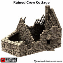 Load image into Gallery viewer, Ruined Crow Cottage - King and Country - Printable Scenery Terrain Wargaming D&amp;D DnD 10mm 15mm 20mm 25mm 28mm 32mm 40mm 54mm Painted options