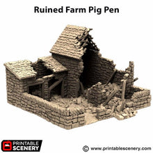 Load image into Gallery viewer, Ruined Pig Farm - King and Country - Printable Scenery Terrain Wargaming D&amp;D DnD 10mm 15mm 20mm 25mm 28mm 32mm 40mm 54mm Painted options