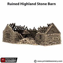 Load image into Gallery viewer, Ruined Highland Stone Barn - King and Country - Printable Scenery Terrain Wargaming D&amp;D DnD 10mm 15mm 20mm 25mm 28mm 32mm 40mm 54mm Painted options