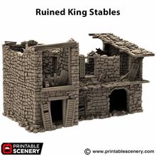 Load image into Gallery viewer, Ruined King Stables - King and Country - Printable Scenery Terrain Wargaming D&amp;D DnD 10mm 15mm 20mm 25mm 28mm 32mm 40mm 54mm Painted options