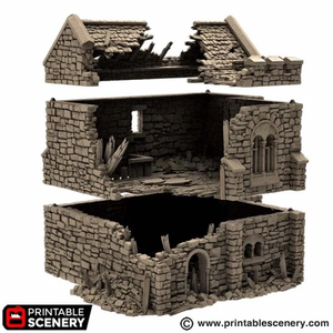 Ruined Norman Stone Keep - King and Country - Printable Scenery Terrain Wargaming D&D DnD 10mm 15mm 20mm 25mm 28mm 32mm 40mm 54mm Painted options