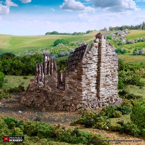 Ruined Barlyway Cottage - King and Country - Printable Scenery Terrain Wargaming D&D DnD 10mm 15mm 20mm 25mm 28mm 32mm 40mm 54mm Painted options
