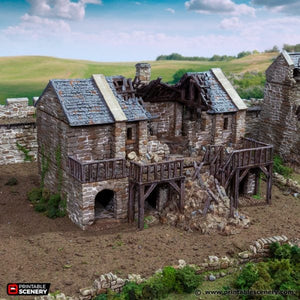Ruined Black Rock Barracks - King and Country - Printable Scenery Terrain Wargaming D&D DnD 10mm 15mm 20mm 25mm 28mm 32mm 40mm 54mm