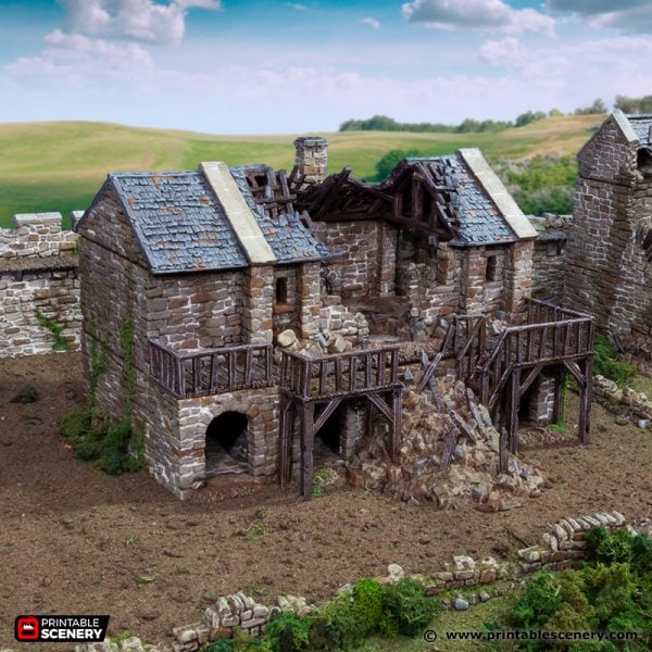 Ruined Black Rock Barracks - King and Country - Printable Scenery Terrain Wargaming D&D DnD 10mm 15mm 20mm 25mm 28mm 32mm 40mm 54mm