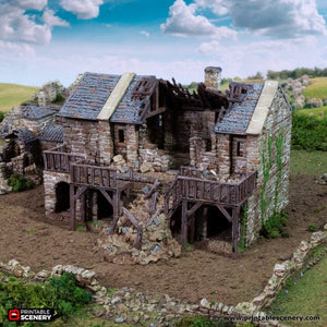 Ruined Black Rock Barracks - King and Country - Printable Scenery Terrain Wargaming D&D DnD 10mm 15mm 20mm 25mm 28mm 32mm 40mm 54mm