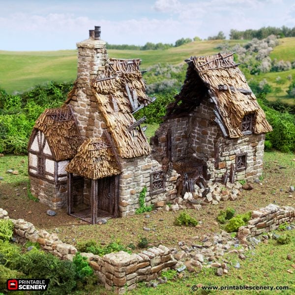 Ruined Country Manor - King and Country - Printable Scenery Terrain Wargaming D&D DnD 10mm 15mm 20mm 25mm 28mm 32mm 40mm 54mm Painted options
