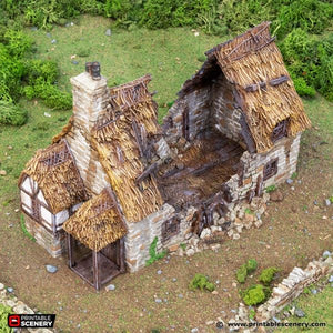 Ruined Country Manor - King and Country - Printable Scenery Terrain Wargaming D&D DnD 10mm 15mm 20mm 25mm 28mm 32mm 40mm 54mm Painted options