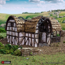 Load image into Gallery viewer, Ruined Country Stables - King and Country - Printable Scenery Terrain Wargaming D&amp;D DnD 10mm 15mm 20mm 25mm 28mm 32mm 40mm 54mm