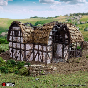 Ruined Country Stables - King and Country - Printable Scenery Terrain Wargaming D&D DnD 10mm 15mm 20mm 25mm 28mm 32mm 40mm 54mm
