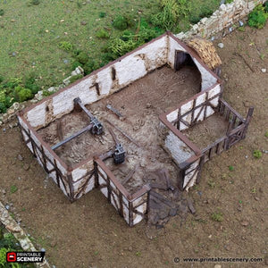 Ruined Country Stables - King and Country - Printable Scenery Terrain Wargaming D&D DnD 10mm 15mm 20mm 25mm 28mm 32mm 40mm 54mm