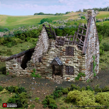 Load image into Gallery viewer, Ruined Crow Cottage - King and Country - Printable Scenery Terrain Wargaming D&amp;D DnD 10mm 15mm 20mm 25mm 28mm 32mm 40mm 54mm Painted options