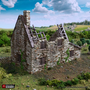 Ruined Crow Cottage - King and Country - Printable Scenery Terrain Wargaming D&D DnD 10mm 15mm 20mm 25mm 28mm 32mm 40mm 54mm Painted options