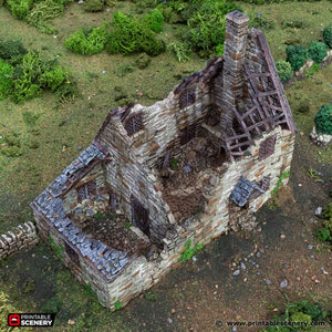 Ruined Crow Cottage - King and Country - Printable Scenery Terrain Wargaming D&D DnD 10mm 15mm 20mm 25mm 28mm 32mm 40mm 54mm Painted options
