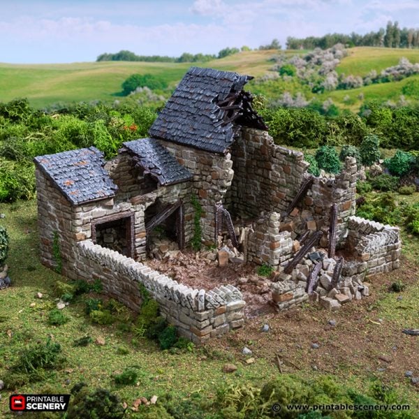 Ruined Pig Farm - King and Country - Printable Scenery Terrain Wargaming D&D DnD 10mm 15mm 20mm 25mm 28mm 32mm 40mm 54mm Painted options