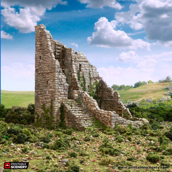 Ruined Norman Stone Fort - King and Country - Printable Scenery Terrain Wargaming D&D DnD 10mm 15mm 20mm 25mm 28mm 32mm 40mm 54mm Painted options