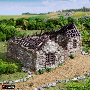 Ruined Highland Stone Barn - King and Country - Printable Scenery Terrain Wargaming D&D DnD 10mm 15mm 20mm 25mm 28mm 32mm 40mm 54mm Painted options