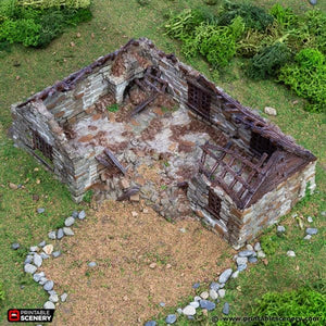 Ruined Highland Stone Barn - King and Country - Printable Scenery Terrain Wargaming D&D DnD 10mm 15mm 20mm 25mm 28mm 32mm 40mm 54mm Painted options