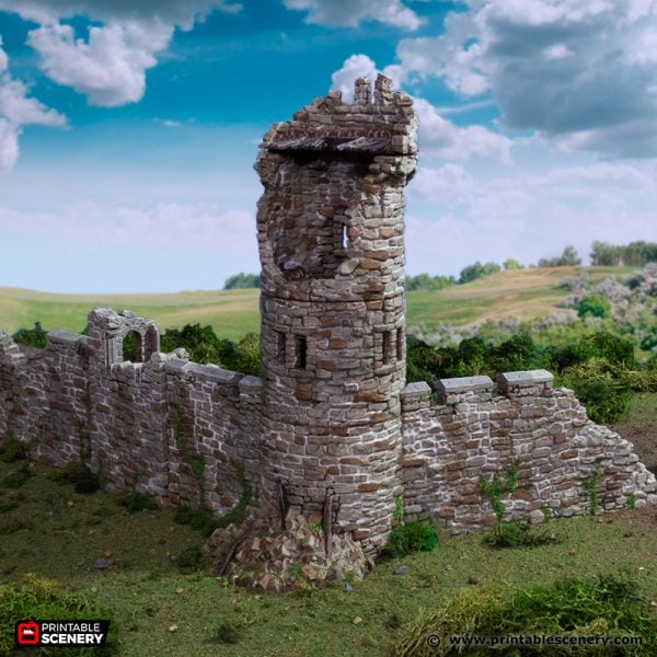 Ruined King's Round Tower - King and Country - Printable Scenery Terrain Wargaming D&D DnD 10mm 15mm 20mm 25mm 28mm 32mm 40mm 54mm Painted options