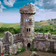 Load image into Gallery viewer, Ruined King&#39;s Round Tower - King and Country - Printable Scenery Terrain Wargaming D&amp;D DnD 10mm 15mm 20mm 25mm 28mm 32mm 40mm 54mm Painted options