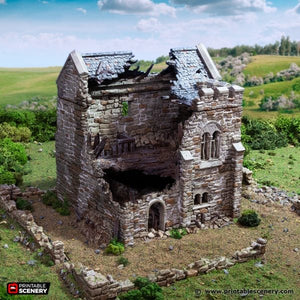 Ruined Norman Stone Keep - King and Country - Printable Scenery Terrain Wargaming D&D DnD 10mm 15mm 20mm 25mm 28mm 32mm 40mm 54mm Painted options