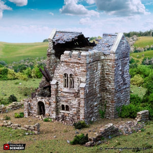 Ruined Norman Stone Keep - King and Country - Printable Scenery Terrain Wargaming D&D DnD 10mm 15mm 20mm 25mm 28mm 32mm 40mm 54mm Painted options