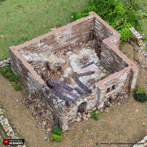 Ruined Norman Stone Keep - King and Country - Printable Scenery Terrain Wargaming D&D DnD 10mm 15mm 20mm 25mm 28mm 32mm 40mm 54mm Painted options