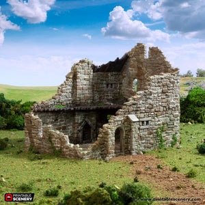 Ruined Norman Stone Manor - King and Country - Printable Scenery Terrain Wargaming D&D DnD 10mm 15mm 20mm 25mm 28mm 32mm 40mm 54mm Painted options
