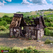 Load image into Gallery viewer, Ruined Norman Stone Barn - King and Country - Printable Scenery Terrain Wargaming D&amp;D DnD 10mm 15mm 20mm 25mm 28mm 32mm 40mm 54mm Painted options