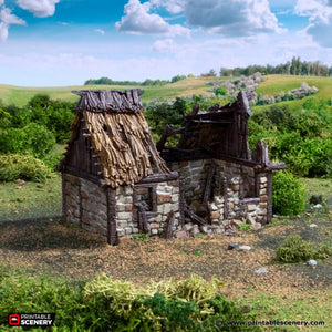 Ruined Norman Stone Barn - King and Country - Printable Scenery Terrain Wargaming D&D DnD 10mm 15mm 20mm 25mm 28mm 32mm 40mm 54mm Painted options