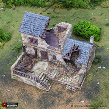 Load image into Gallery viewer, Ruined Stonestreet Bakers - King and Country - Printable Scenery Terrain Wargaming D&amp;D DnD 10mm 15mm 20mm 25mm 28mm 32mm 40mm 54mm Painted options