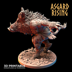 Svinfylking - Boar Shapeshifter - Asgard Rising Miniatures - Wargaming D&D DnD