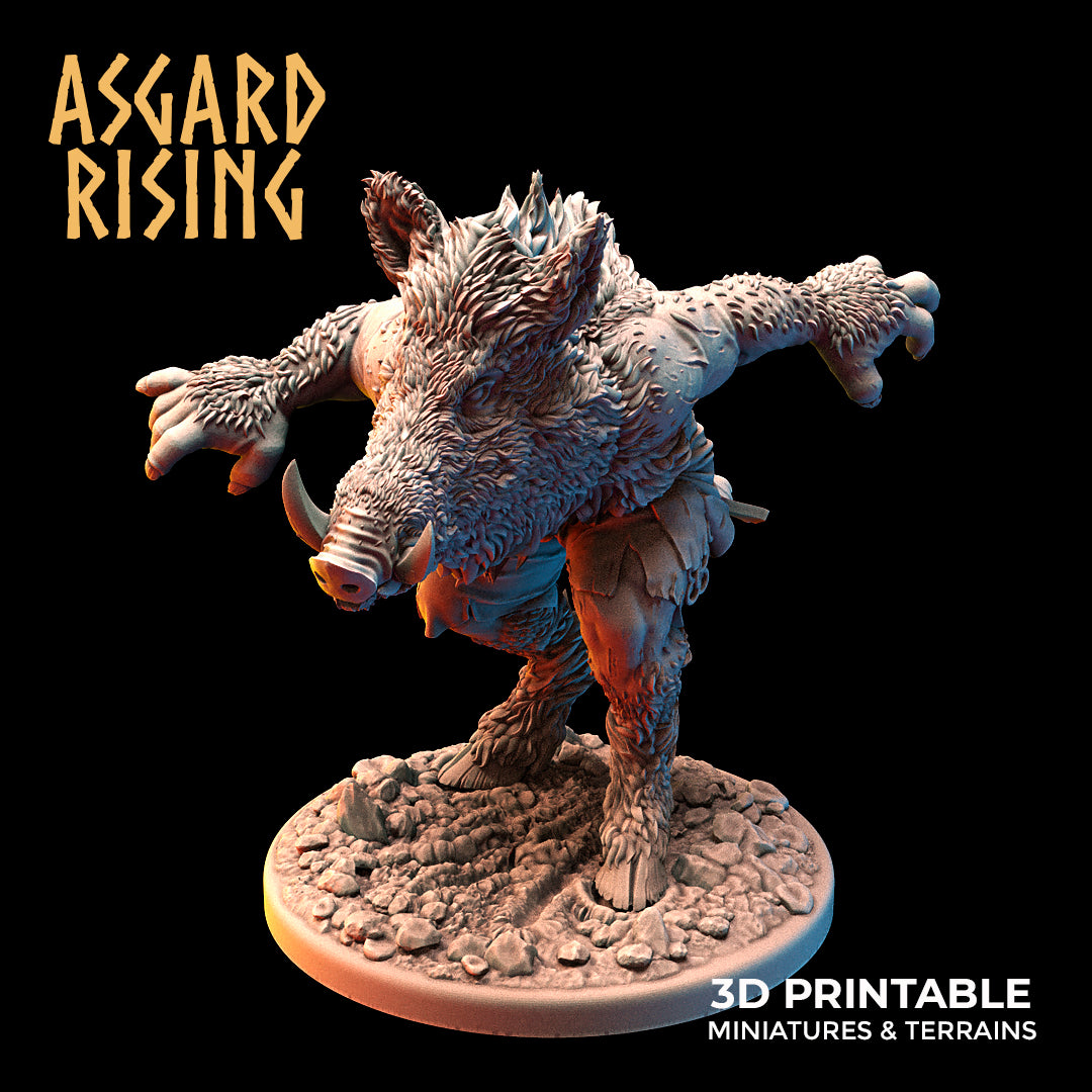 Svinfylking - Boar Shapeshifter - Asgard Rising Miniatures - Wargaming D&D DnD