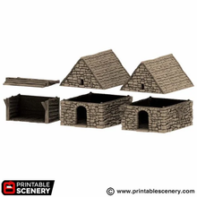 Load image into Gallery viewer, Small Rustic Barns - King and Country - Printable Scenery Terrain Wargaming D&amp;D DnD 10mm 15mm 20mm 25mm 28mm 32mm 40mm 54mm Painted options