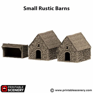Small Rustic Barns - King and Country - Printable Scenery Terrain Wargaming D&D DnD 10mm 15mm 20mm 25mm 28mm 32mm 40mm 54mm Painted options